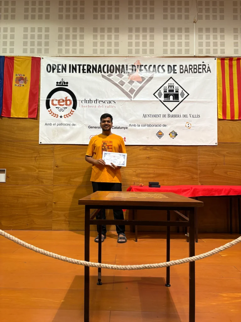 Learn Chess Online from Badri, won 1st Place in the Rating Category at Barbera Del Valles Open 2025 Spain